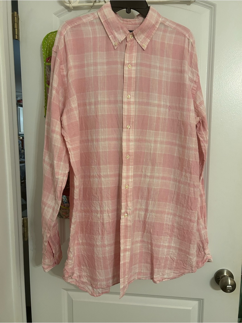Ralph Lauren Pink and White Plaid Button-Down Shirt